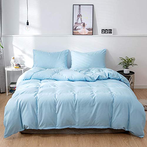 N / A Juego de sabanas,Ropa de Cama, Traje de trespcs Liso, Funda nórdica y Funda de Almohada, Dormitorio para niños y niñas, Cama King Size @ Light_Blue_228 * 228 cm (3pcs)