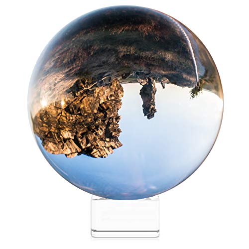 Navaris Bola de Cristal para fotografía - Esfera con Soporte - Bola de Vidrio K9 Transparente para decoración - Ø 130MM