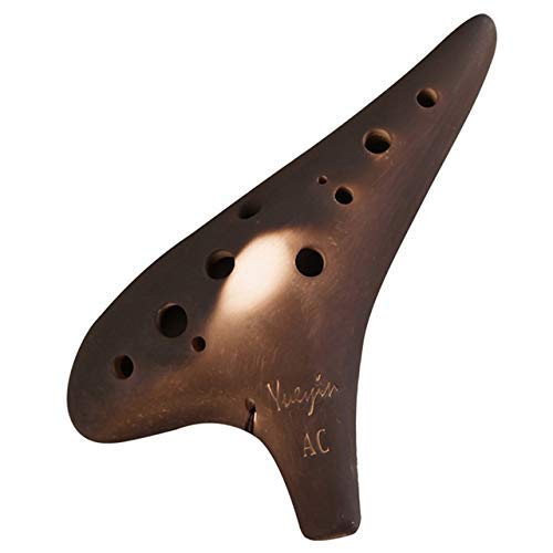 NDYD Antiguo de 12 Hoyos Smoldering Ocarina Profesional Mid-Tone C-Tone Ocarina 12AC Submarine Tipo Hecho a Mano Ocarina (Color: Marrón Gris) DSB (Color : Brown Grey)