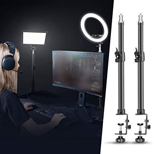 Neewer 2 Packs Soporte Luz de Sobremesa con Tornillo de 1/4" para Anillo de Luz Luz de Video LED Aleación de Aluminio Ajustable 32-52cm para Maquillaje Transmisión en Vivo Grabación Video Fotográfico