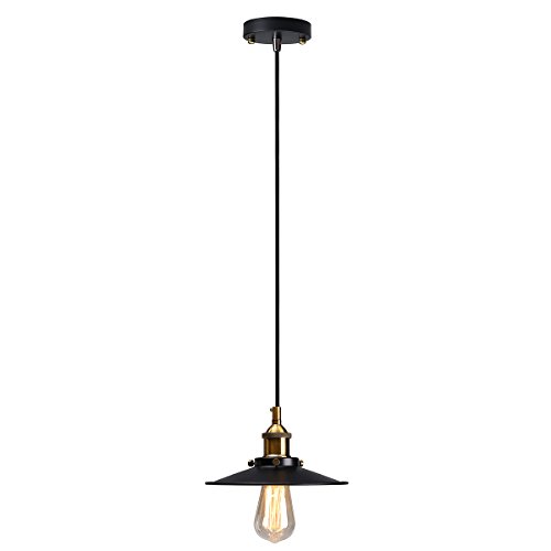 NODIFAN Vintage Retro Edison Loft – Lámpara de techo retro industrial, lámpara de techo de hierro lacado, pantalla de lámpara, 1 casquillo E27 (22 cm)