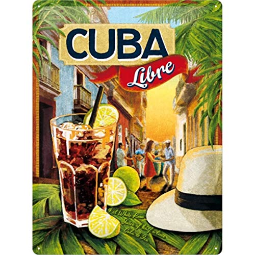 Nostalgic-Art Cuba Libre Placa Decorativa, Metal, Multicolor, 30 x 40 cm