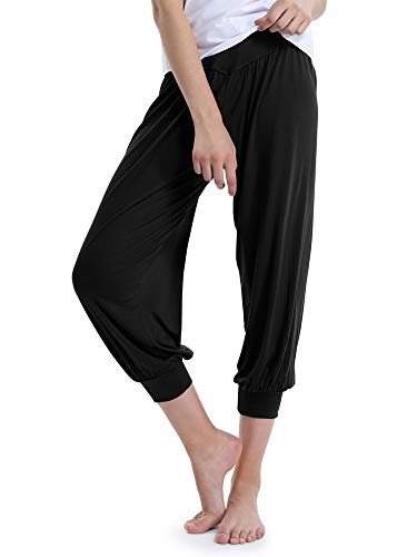 OCHENTA Genuino 95% Modal Deportivo Ropa Suave Mujer Yoga Ropa Bombachos Pantalon Negro Fabricante 3XL-Europa Talla 2XL