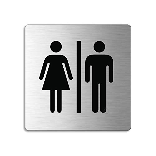 OFFORM I Señal / Placa en acero inox I 85x85 mm I "Baño Hombres y Mujeres " I No.8925