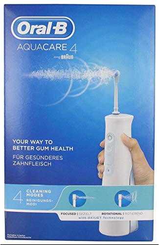 Oral-B Aquacare - Irrigador Bucal Portátil con Tecnología Oxyjet, 4 Modos de Limpieza, Blanco