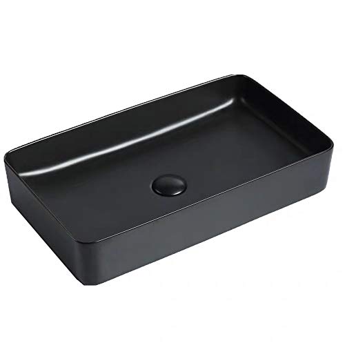 Ouqian Lavabo sobre Negro Mate sobre el Lavabo Contrario de cerámica Lavabo de Inodoros Arte Cuenca Plaza Lavabo para Lavatorio Vanidad del gabinete (Color : Black, Size : 60x34x11cm)