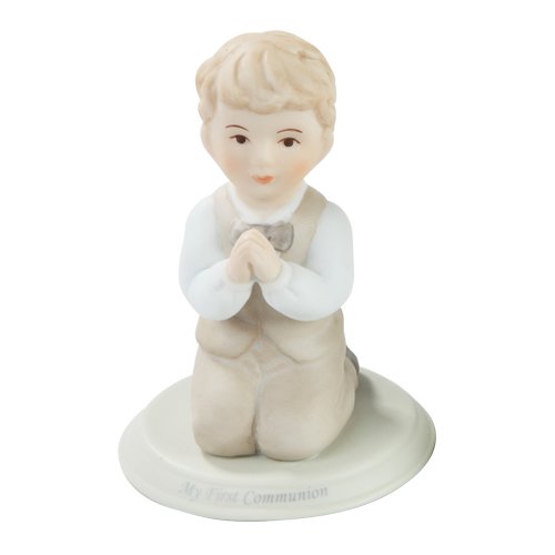 Pacific Giftware Primera Comunión Little Boy Rezando de Rodillas Estatua Fine Porcelana Figura Decorativa, 5,25 "H