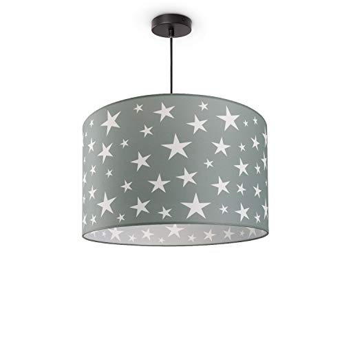 Paco Home Luminaria Infantil De Techo LED Suspendida Dormitorio Cielo Estrellado E27, Pantalla de lámpara: Taupe (Ø38 cm), Tipo de lámpara: Lámpara Colgante Negro