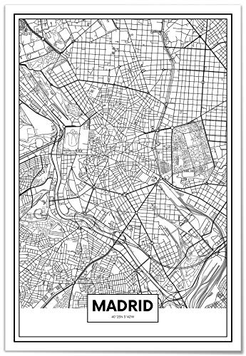 Panorama Póster Mapa de Madrid 35x50cm - Impreso en Papel 250gr - Póster Pared - Cuadros Decoración Salón - Cuadros para Dormitorio - Póster Decorativos - Cuadros Modernos