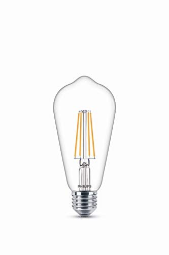 Philips Bombilla LED cristal 60 W forma pera E27, luz blanca cálida, transparente, no regulable