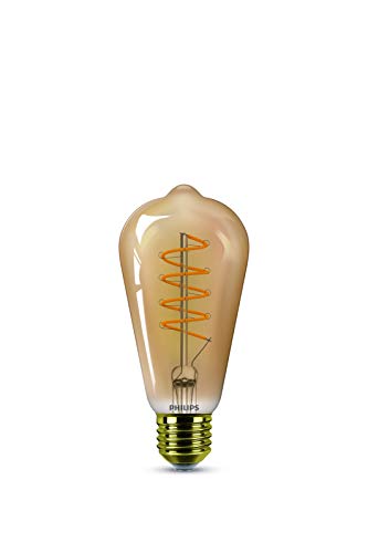 Philips LED Bombilla vintage forma pera, consumo de 5,5W equivalente a 25 W de una bombilla incandescente, casquillo gordo E27 luz blanca cálida