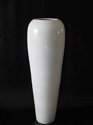 POLONIO - Jarron de Ceramica Blanco de 95 Centímetros - Jarrones Grandes de Suelo - Jarrones Grandes de Decoracion – Florero de Ceramica Alto - Jarrón de Cerámica Alto Suelo Blanco.