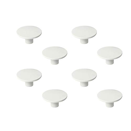 POMOLINE 8 Un. Tirador Pomo Mueble Infantil Resina ABS Pintado Blanco - Diámetro 40MM