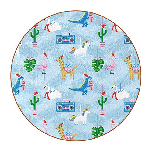 Portavasos Conjunto de 6, Flamenco Dinosaurio Alpaca Posavasos de Cuero de Microfibra Antideslizante de Doble Cara, Diseño Premium Taza de Bebida de café 11cm