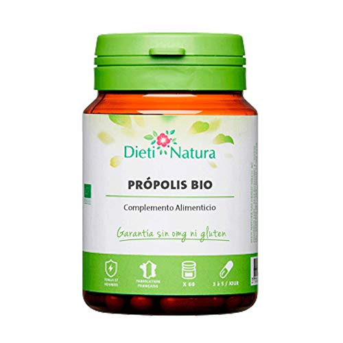 Própolis Bio 200 cápsulas de Dieti Natura. Producto de colmena [Fabricado en Francia][Certificado ecológico FR-BIO-01][Garantía Sin OGM ni Gluten] (Bote de 200 cápsulas)