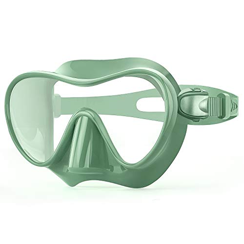 QcoQce Gafas de buceo, gafas de esnórquel, antivaho, anti fugas, protección UV, cristal templado, máscara de esnórquel con suave correa de silicona ajustable, cómoda para niños y adultos