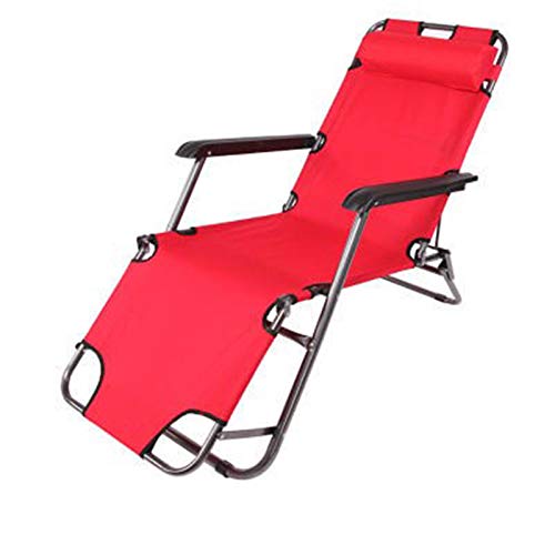 QULONG Lazy Lounge Recliner, Portátil Relax Outdoor Beach Silla Almuerzo Break Cama, Patio Plegable Jardín Interior Balcón Césped Silla De Ancianos, (153 * 60 * 88Cm),Rojo