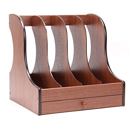 Racks De Archivador De Suministros De Oficina Clásicos con Cajón, Organizador De Escritorio De Madera con Estante De Almacenamiento De Cesta De Archivos De Cuatro Columnas, 31.8 * 26.7 * 30.5 CM