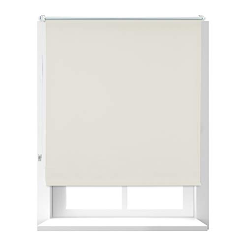 Relaxdays Estor Opaco Térmico, Sistema Klemmfix sin Taladrar, Poliéster-Aluminio-Plástico, 110x160 cm, Beige