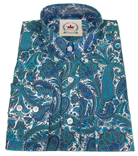 Relco Camisa retro de cachemira para hombre