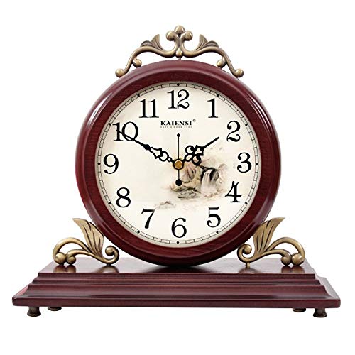 Reloj de sobremesa, relojes vintage de madera decorativos, reloj de chimenea de diseño de madera para sala de estar, chimenea, oficina, escritorio reloj de escritorio ( Color : 0818B - DOUBLE- SIDED )