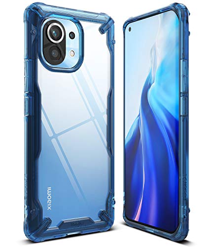 Ringke Fusion-X Compatible con Funda Xiaomi Mi 11 (6,81 Pulgadas), Transparente Rigida Carcasa Parachoque TPU Resistente Impactos Funda Azul - Space Blue