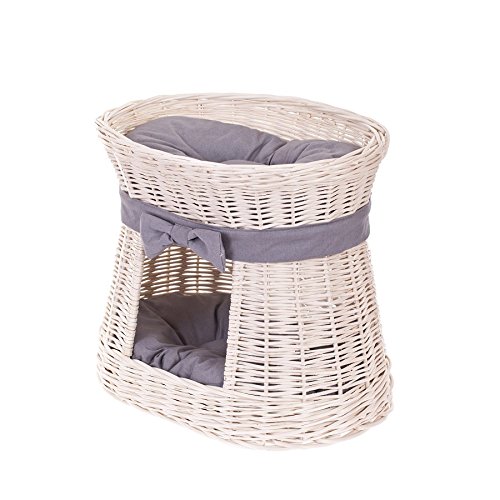 S de wicker24 Gato Cesta de Mimbre, Cesta, Cesta, Beige, 50 x 40 x 45 cm