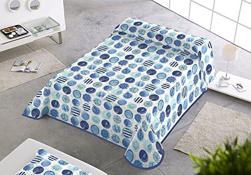 SABANALIA - Colcha Estampada Marina (Disponible en Varios tamaños) - Cama 150-250 x 280