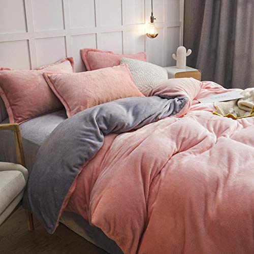 Shinon Juego de Ropa de Cama 160x200,Funda nórdica de Felpa de Doble Cara de Franela de Invierno Dormitorio de Estudiantes Cama Individual Funda de Almohada Individual-PAGS_Cama de 2,0 m (4 Piezas)