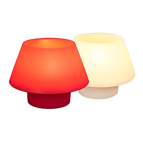 Silkylight Juego de 2 portavelas de Silicona para Uso en Interiores y Exteriores, Blanco y Rojo