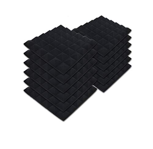 SK Studio Paquete de 12 Insonorizacion Pirámide Espuma Absorcion Aislamiento Acustica Paneles Tratamiento 30x30x5cm, Negro