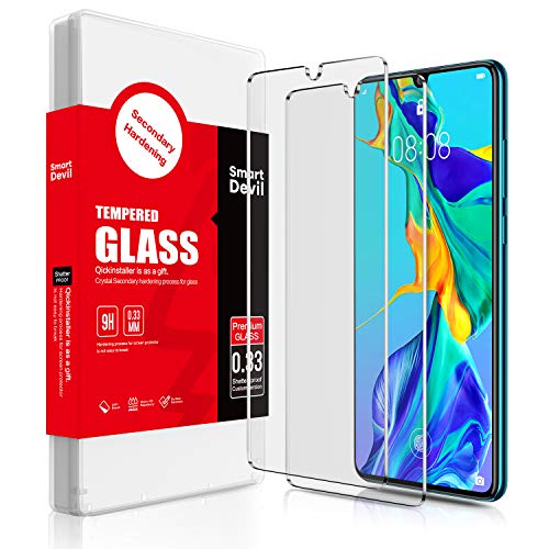 SmartDevil [2 Pack Protector Pantalla de Huawei P30,Cristal Templado Huawei P30,Vidrio Templado [Fácil de Instalar] [Alta Definicion] [Garantía de por Vida] para Huawei P30