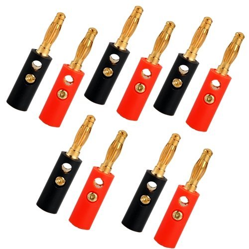 Sonline 10 Lote de Enchufe Banana Conector negro y rojo Estandar