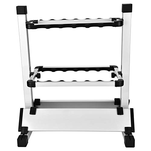 SOULONG Estante de Caña de Pescar Soporte de Aleación de Aluminio para 12 Varillas de Pescar, 44.5 x 50 x 32.5 cm