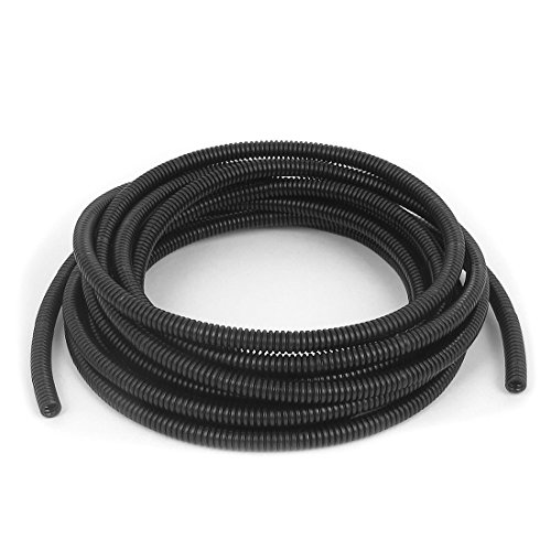 SOURCING MAP sourcingmap® 5 mm de diámetro interior flexible corrugado fuelle tubo de la manguera de cable 4.2m Tubo Negro Largo