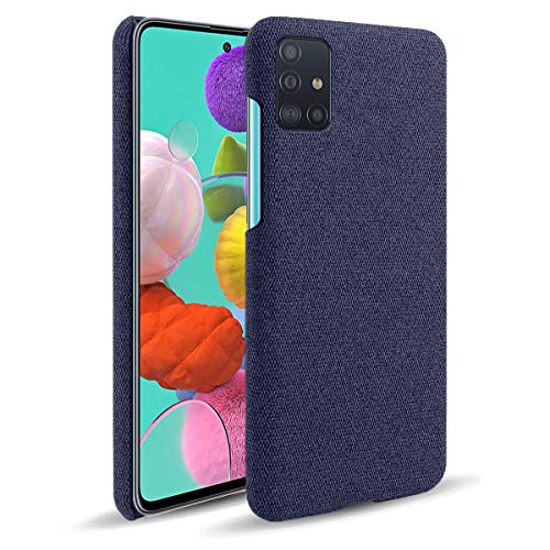 Suhctup Compatible con Samsung Galaxy A21S Funda de Tela Tejida de Color Sólido TPU Forrada Premium de Carcasa Simple Moda Antideslizante Antigolpes Anti-arañazos Protección Caso（Azul）