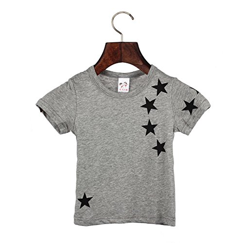 sunnymi - Camiseta de manga corta para niños (algodón), diseño de estrellas, color gris, tamaño 2-3 Años