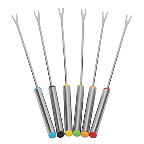 Tenedores para Fondue, 6 piezas Horquillas para fondue Pincho de servicio de postre de acero inoxidable, Utensilios de cocina Vajilla para queso Carne Chocolate Postre