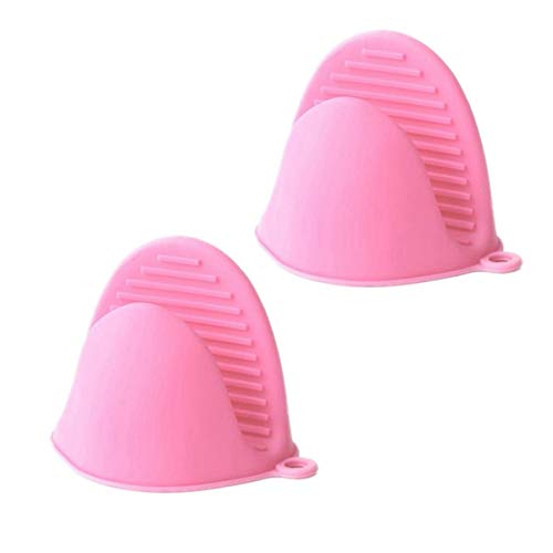 TIANOR Mini Cocina Grab Set Guante de Cocina de Silicona Pinza para Cocina Manoplas para Horno de Silicona Resistente al Calor Guantes de Horno Guantes y agarraderas Anti-Calor Oven Mitt (Rosa)