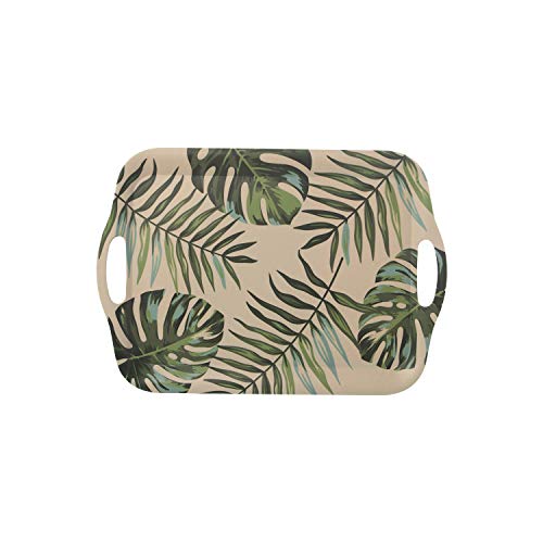 TIENDA EURASIA® Bandejas para Servir Comida - Bandeja Fibra Bambú - Diseño Tropical (36x25,8x2cm)