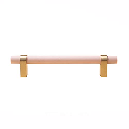 Tirador para cajón de muebles latón pomos de puerta Manijas de armario alacena para puertas gabinete Cajón Armario Baño Dormitorio,con tornillos,Rosado(Hole distance:128mm)