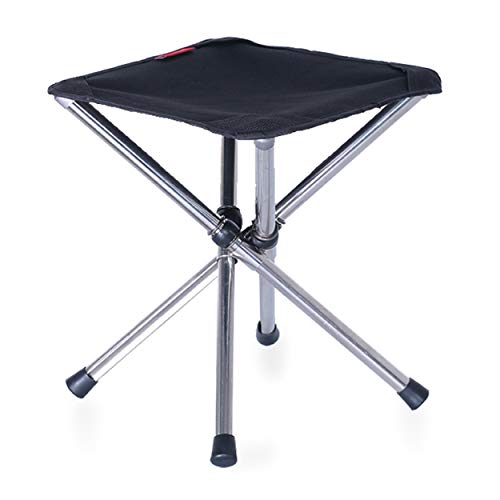 TRIWONDER Taburete de Camping Plegable Trípode Silla Ligera Portátil Mini Taburete para Campaña BBQ Picnic al Aire Libre (Negro - S)