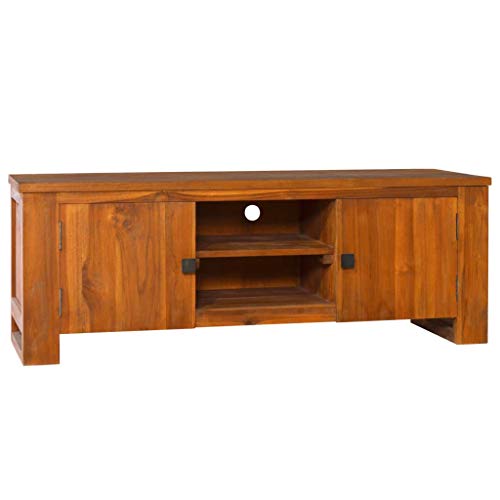 UnfadeMemory Mueble para TV Moderno,Armario de TV,Soporte para TV,Estilo Colonial,Madera Maciza de Teca Maciza,110x30x40cm