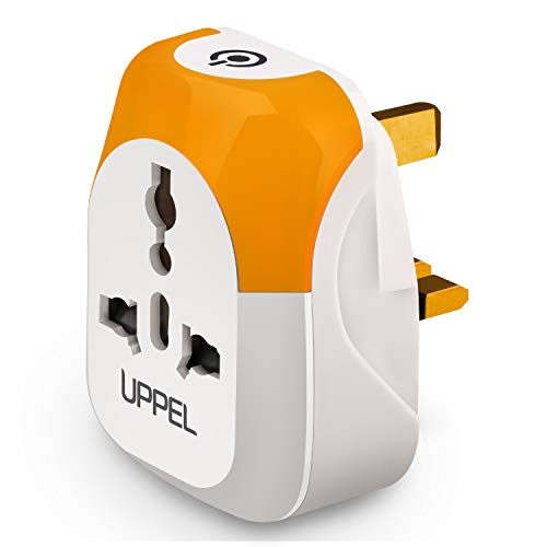 UPPEL Adaptador de Viaje para UK, Luz Nocturna Infanti Enchufe con Luz Sensor, 13A/5W/3 Colores Adaptador Enchfue para Niños, Habitación Bebé, Dormitorio, Sala, Garaje, Baño, Pasillos, Cocina (Blanco