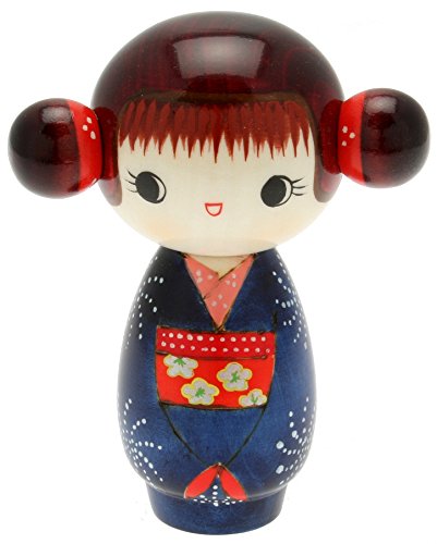 Usaburo Muñeca Kokeshi Japonesa, Kimono Azul de Hoshi