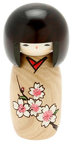 Usaburo Muñeca Kokeshi Japonesa, Kimono marrón de Kimiko