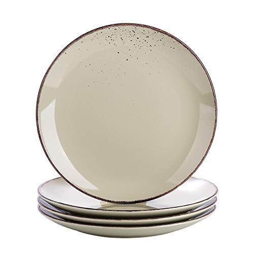 vancasso Serie Navia Nature Juego de Platos de 4 Piezas, Platos de Cena, Platos Llanos, Esmaltada Gres, Vajillas Retro (Beige)