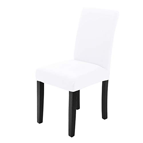 Veakii R Fundas para sillas Pack de 6 Fundas sillas Comedor, Lavable Comedor Asiento Cubre para el Comedor casero Modern Bouquet de la Boda, Hotel, Decor Restaurante (Blanco, Pack de 6)