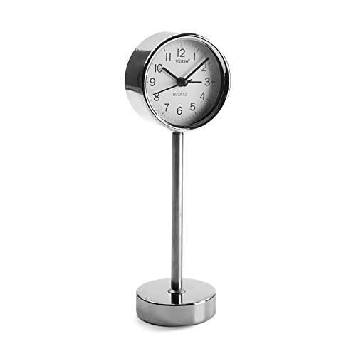 Versa 18560302 Reloj de mesa Despertador Cromado, 22,5x6,6x7,6cm,Metal y cristal