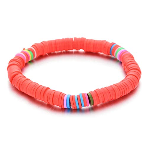 VIccoo Brazaletes de Playa, Bohemia Playa de Verano Colorida Pulsera elástica Pulseras de Cuentas de Arcilla polimérica - 9